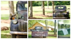 vintage truck with just married sign