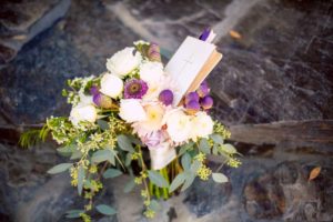 wedding bouquet with purple flowers